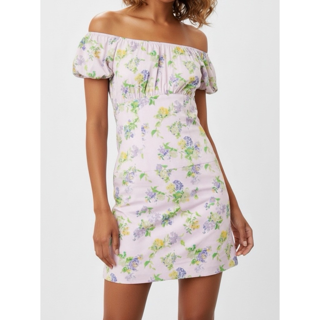 Caroline Constas Calla Mini Dress, Lilac Botanica, Small